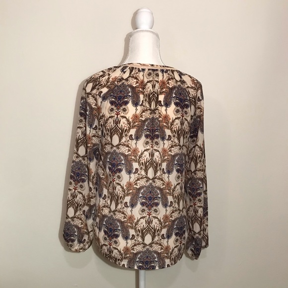 Anthropologie Meadow Rue Dandelion Brown Cream Paisley Top XS - Picture 9 of 13